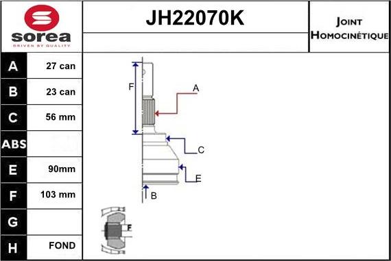 Sera JH22070K - Jeu de joints, arbre de transmission cwaw.fr