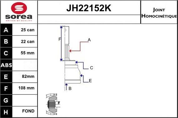 Sera JH22152K - Jeu de joints, arbre de transmission cwaw.fr