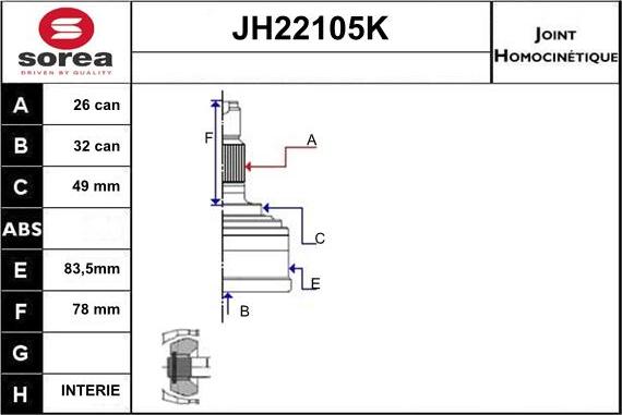 Sera JH22105K - Jeu de joints, arbre de transmission cwaw.fr