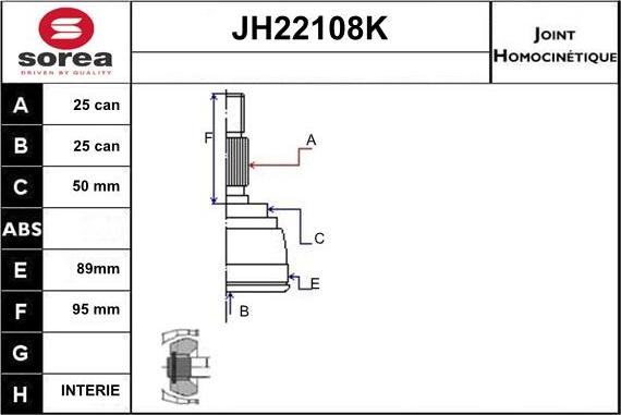 Sera JH22108K - Jeu de joints, arbre de transmission cwaw.fr