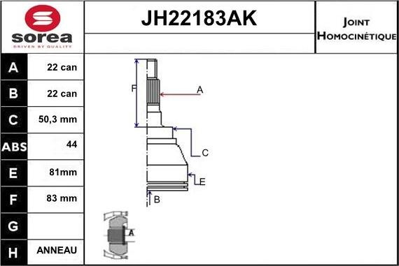 Sera JH22183AK - Jeu de joints, arbre de transmission cwaw.fr