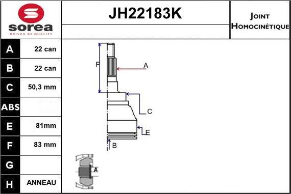 Sera JH22183K - Jeu de joints, arbre de transmission cwaw.fr