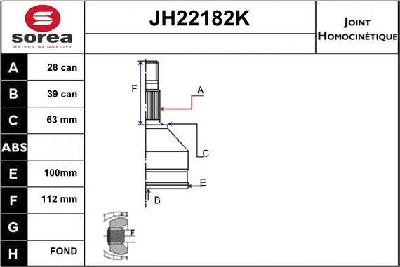 Sera JH22182K - Jeu de joints, arbre de transmission cwaw.fr