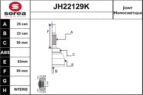 Sera JH22129K - Jeu de joints, arbre de transmission cwaw.fr