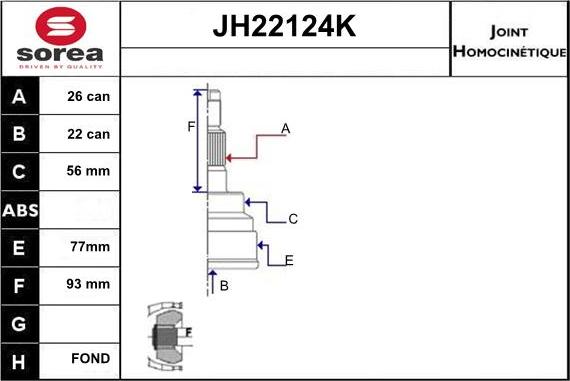 Sera JH22124K - Jeu de joints, arbre de transmission cwaw.fr