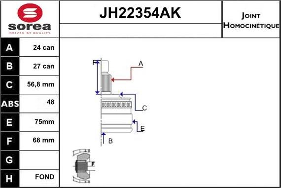 Sera JH22354AK - Jeu de joints, arbre de transmission cwaw.fr