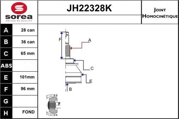 Sera JH22328K - Jeu de joints, arbre de transmission cwaw.fr