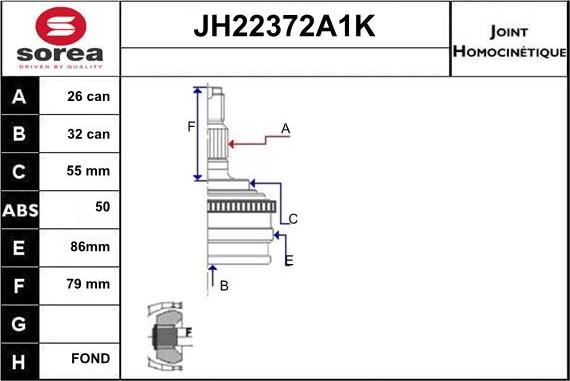 Sera JH22372A1K - Jeu de joints, arbre de transmission cwaw.fr