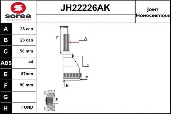 Sera JH22226AK - Jeu de joints, arbre de transmission cwaw.fr