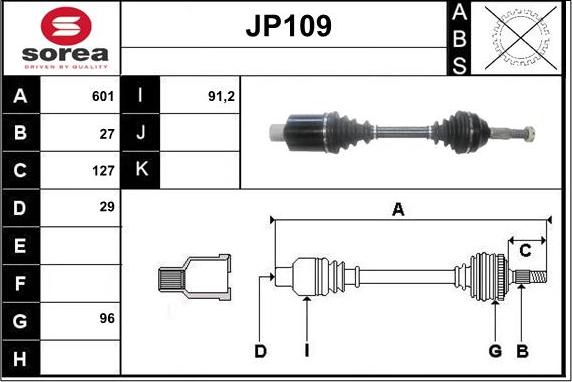 Sera JP109 - Arbre de transmission cwaw.fr