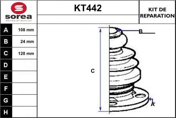 Sera KT442 - Joint-soufflet, arbre de commande cwaw.fr