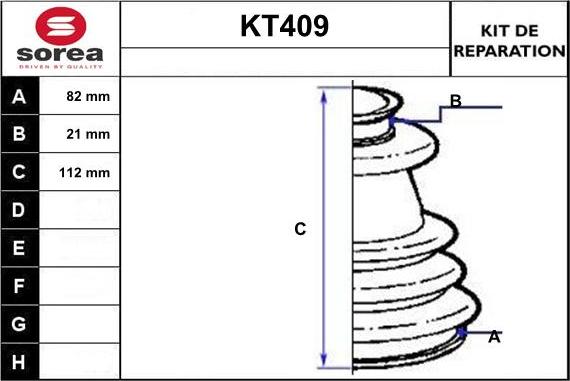 Sera KT409 - Joint-soufflet, arbre de commande cwaw.fr