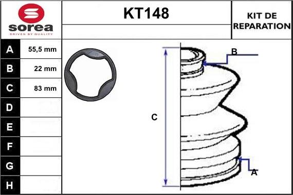 Sera KT148 - Joint-soufflet, arbre de commande cwaw.fr