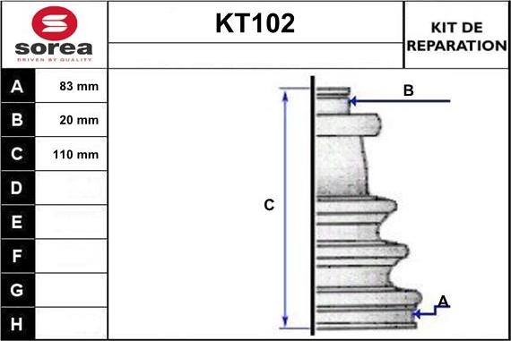 Sera KT102 - Joint-soufflet, arbre de commande cwaw.fr