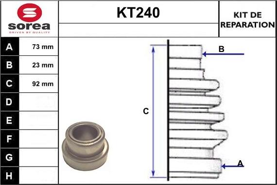 Sera KT240 - Joint-soufflet, arbre de commande cwaw.fr