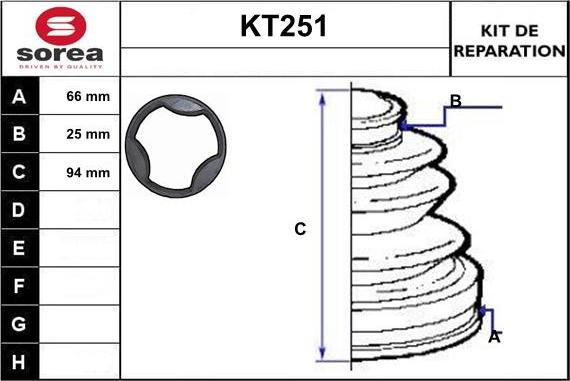 Sera KT251 - Joint-soufflet, arbre de commande cwaw.fr