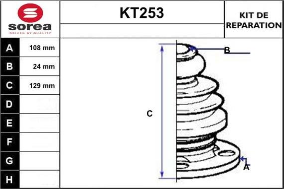 Sera KT253 - Joint-soufflet, arbre de commande cwaw.fr