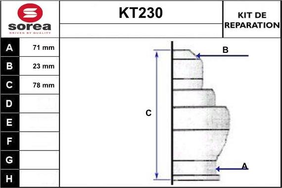 Sera KT230 - Joint-soufflet, arbre de commande cwaw.fr