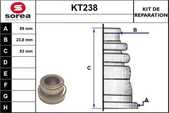 Sera KT238 - Joint-soufflet, arbre de commande cwaw.fr