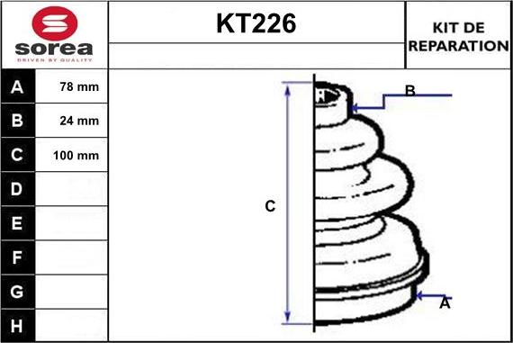 Sera KT226 - Joint-soufflet, arbre de commande cwaw.fr