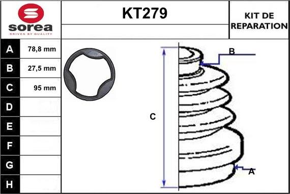 Sera KT279 - Joint-soufflet, arbre de commande cwaw.fr