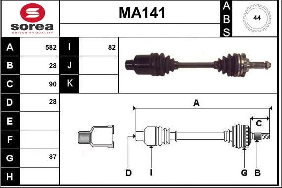 Sera MA141 - Arbre de transmission cwaw.fr