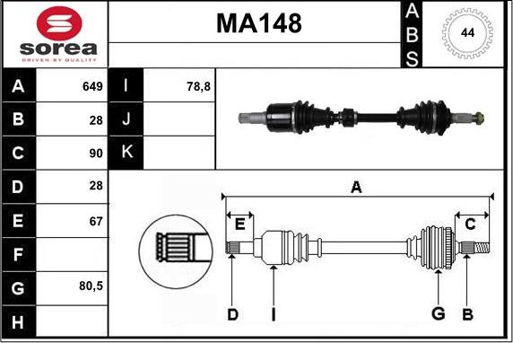 Sera MA148 - Arbre de transmission cwaw.fr