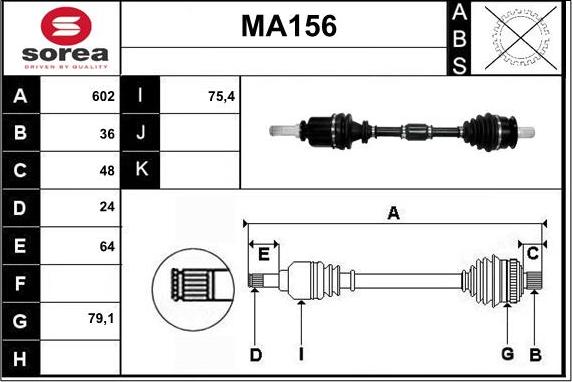 Sera MA156 - Arbre de transmission cwaw.fr