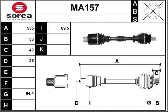 Sera MA157 - Arbre de transmission cwaw.fr