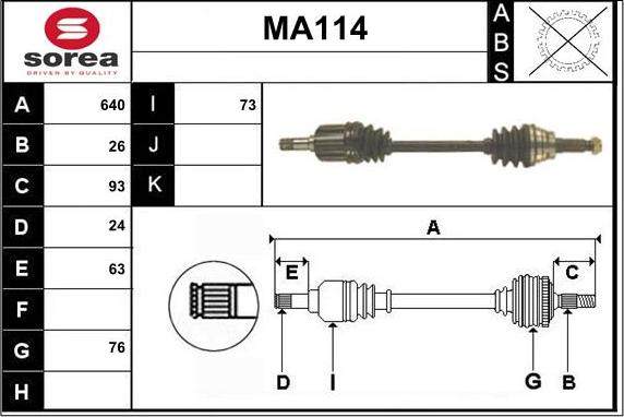 Sera MA114 - Arbre de transmission cwaw.fr