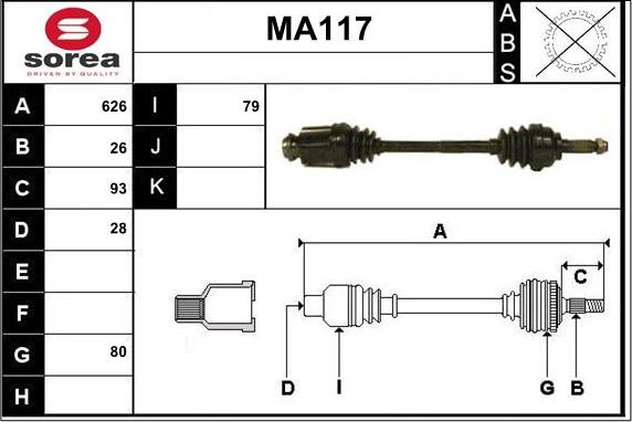 Sera MA117 - Arbre de transmission cwaw.fr