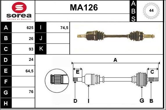 Sera MA126 - Arbre de transmission cwaw.fr