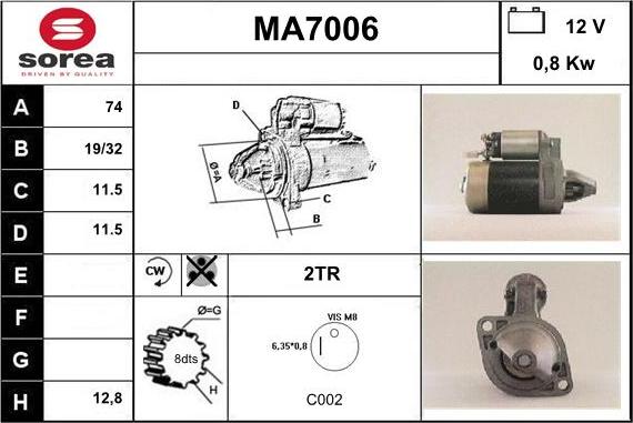 Sera MA7006 - Démarreur cwaw.fr