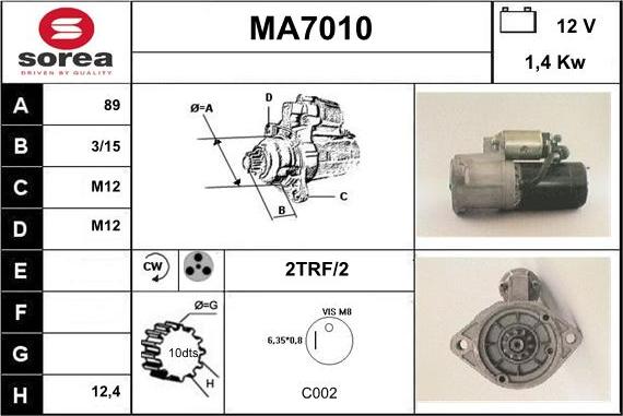 Sera MA7010 - Démarreur cwaw.fr