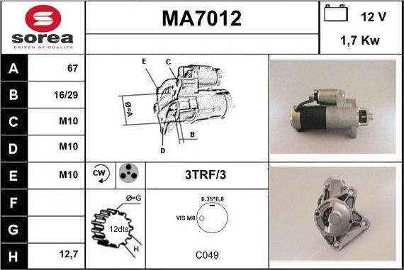 Sera MA7012 - Démarreur cwaw.fr