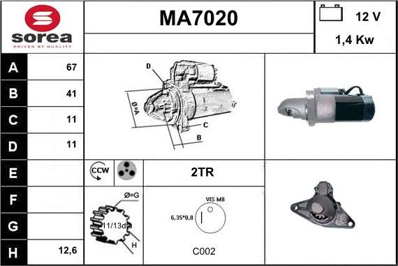 Sera MA7020 - Démarreur cwaw.fr