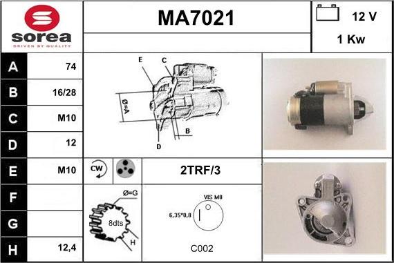 Sera MA7021 - Démarreur cwaw.fr