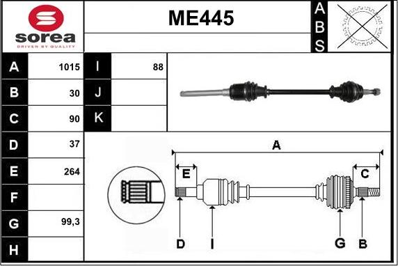 Sera ME445 - Arbre de transmission cwaw.fr