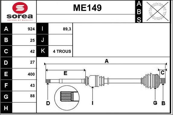 Sera ME149 - Arbre de transmission cwaw.fr