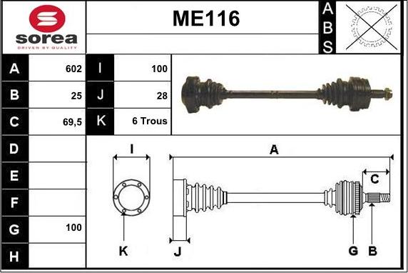 Sera ME116 - Arbre de transmission cwaw.fr