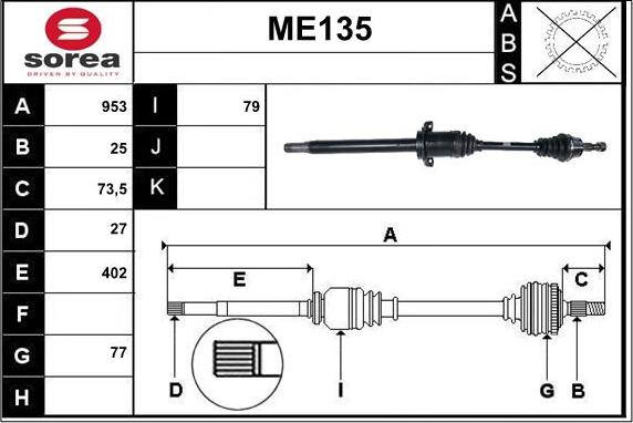 Sera ME135 - Arbre de transmission cwaw.fr