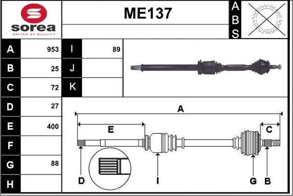 Sera ME137 - Arbre de transmission cwaw.fr