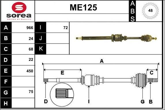 Sera ME125 - Arbre de transmission cwaw.fr