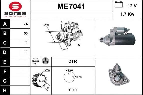 Sera ME7041 - Démarreur cwaw.fr