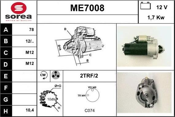 Sera ME7008 - Démarreur cwaw.fr