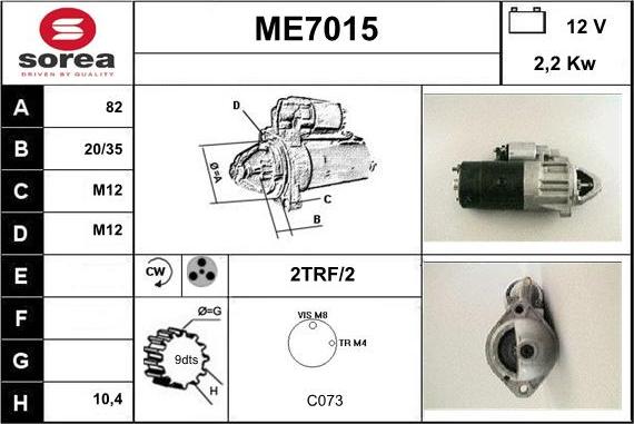 Sera ME7015 - Démarreur cwaw.fr