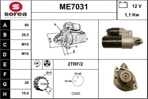 Sera ME7031 - Démarreur cwaw.fr