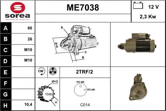 Sera ME7038 - Démarreur cwaw.fr