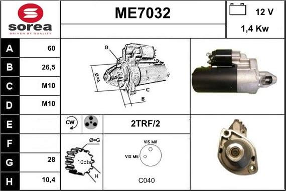 Sera ME7032 - Démarreur cwaw.fr