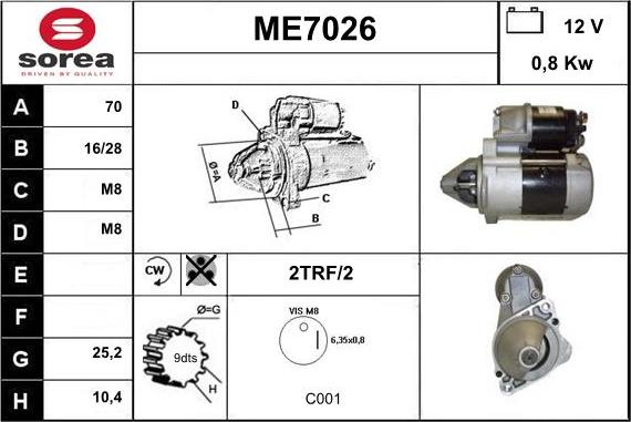 Sera ME7026 - Démarreur cwaw.fr